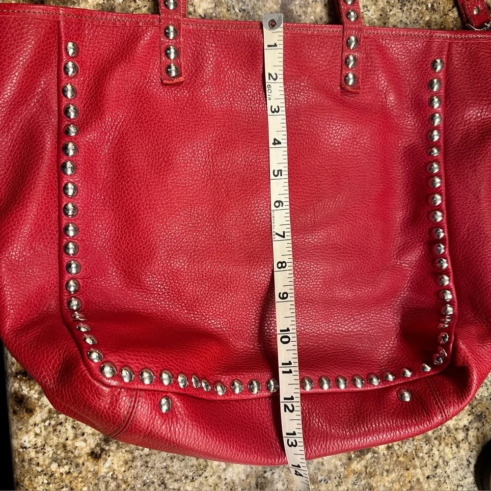 Genuine Leather Gorgeous Italian Red Studded Bag. Purchased in Venice, Italy - Picture 6 of 8